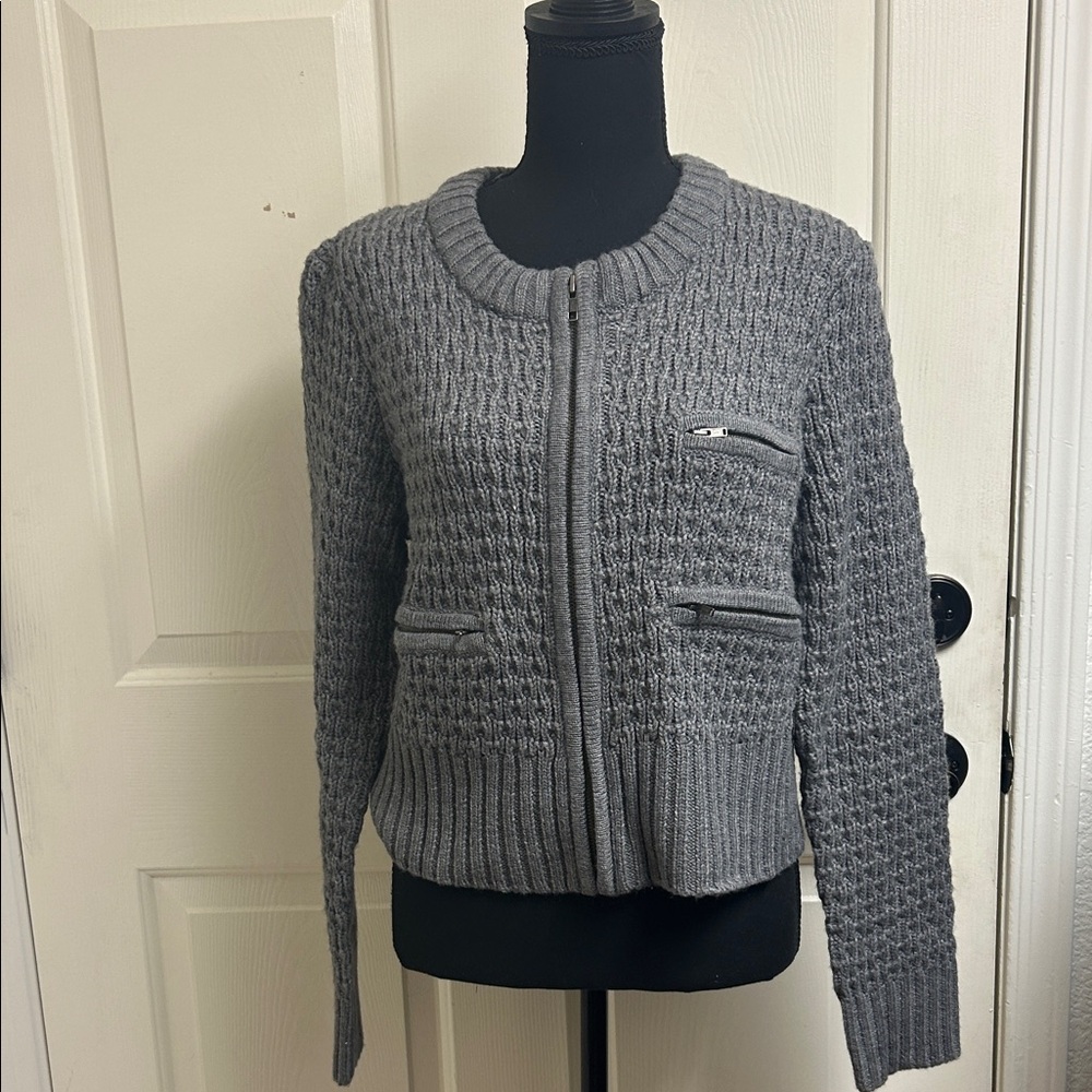 H&M Zip-Up Wool Blend Multi Zipper Sweater 
Size Medium, EUC